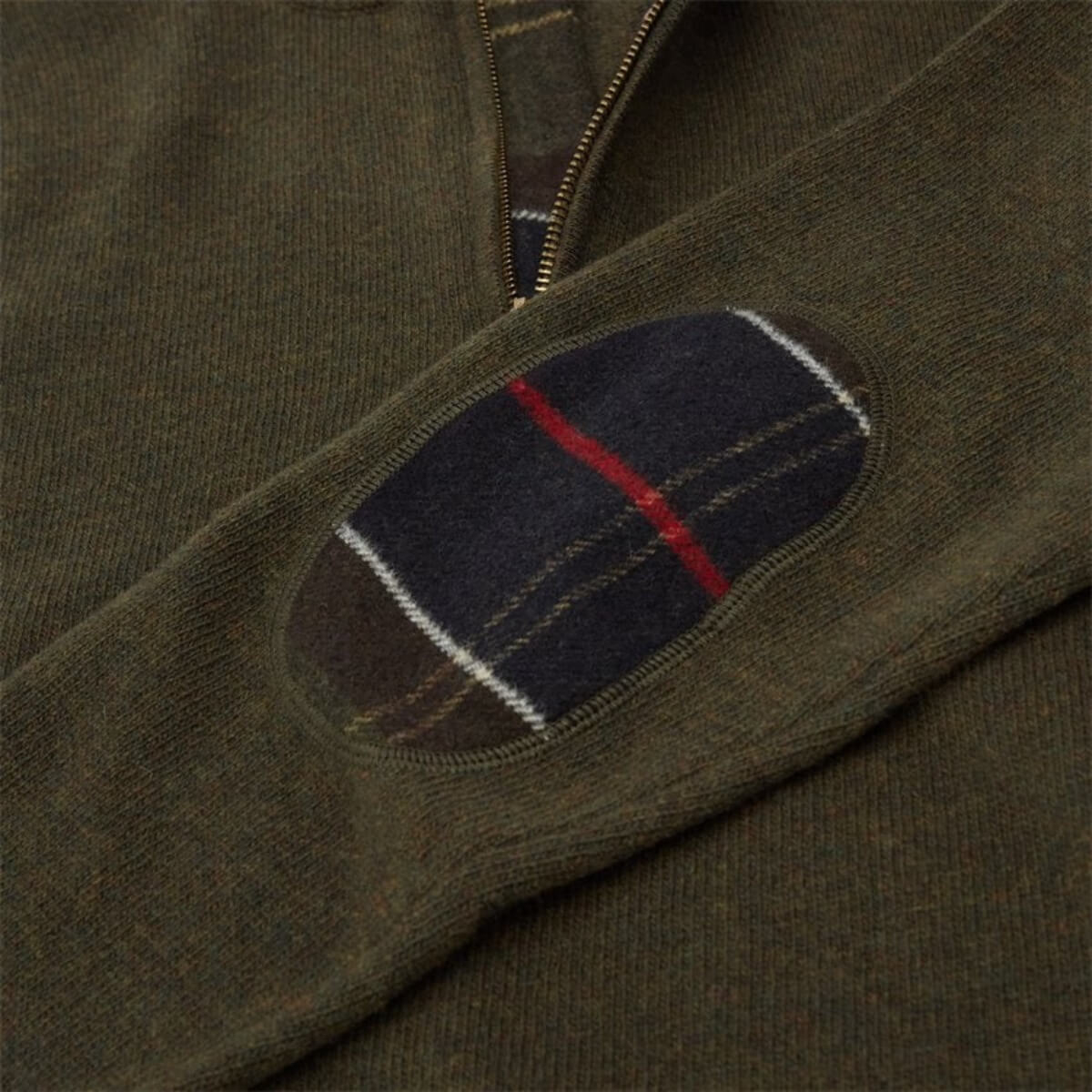 Barbour Holden Half Zip Lambswool Sweater Olive Marl, sweater made with premium Lamswool
