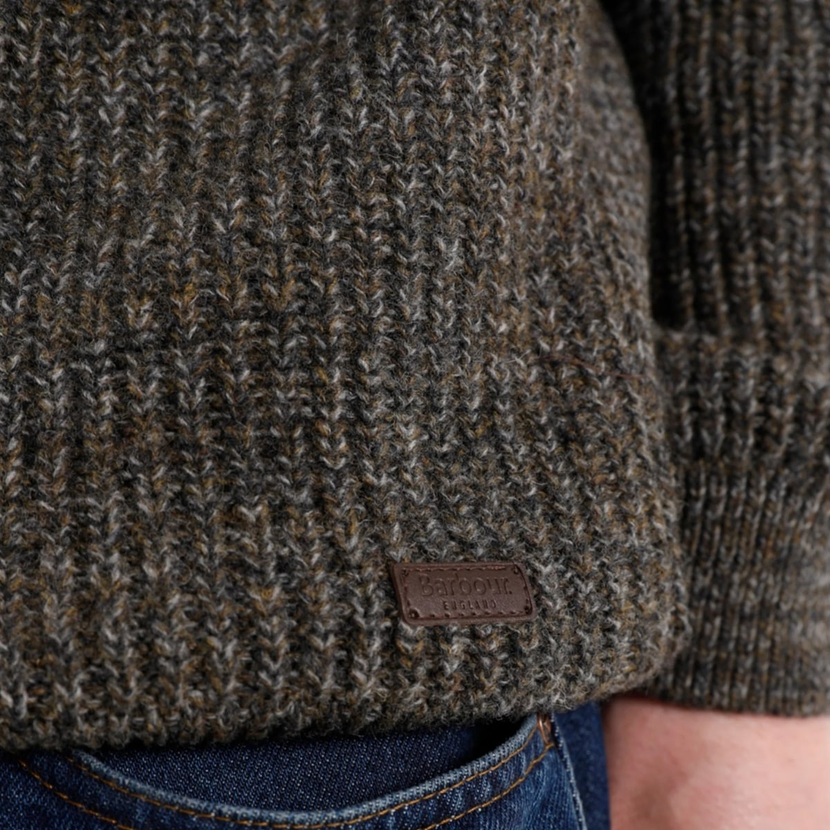 Barbour Horseford Crew Neck Jumper Olive, sweater made with premium lambswool