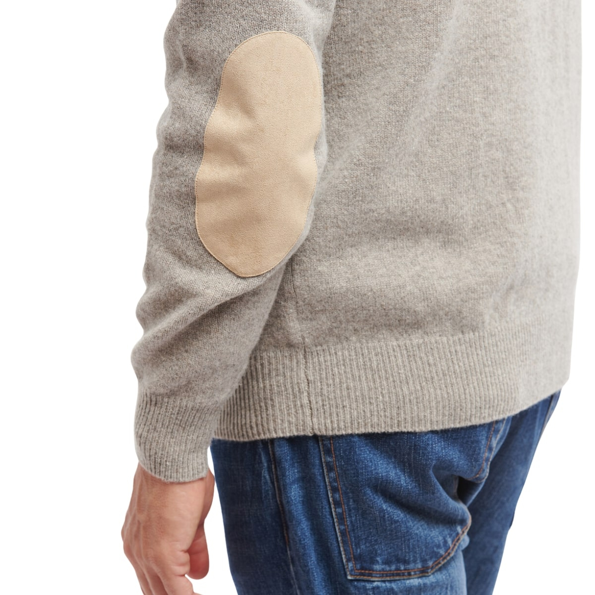 Barbour Patch Half Button Lamswool Sweater in Stone is perfect for the stylish man who values classic elegance combined with a touch of modern flair