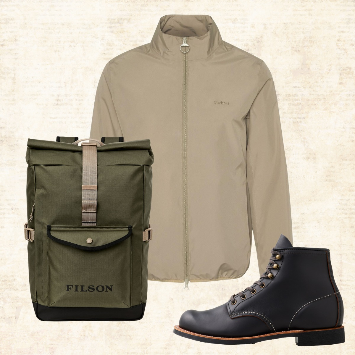 Barbour Korbel Waterproof Jacket Washed Stone – Perfect match Filson, Red Wing, Astorflex
