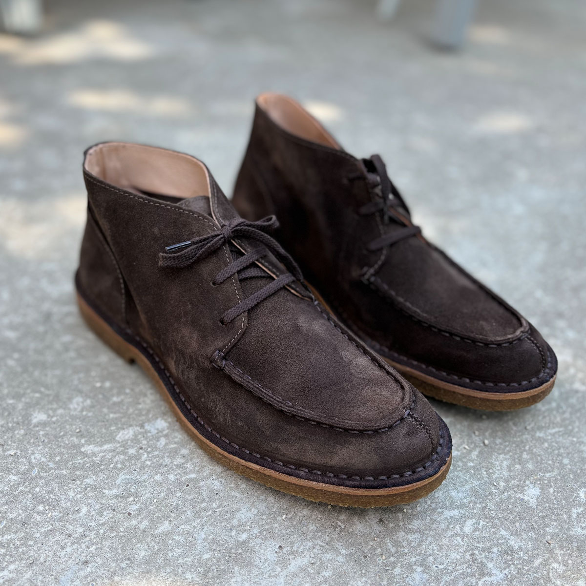 Astorflex Deukeflex Boot Dark Chestnut, on a concrete floor