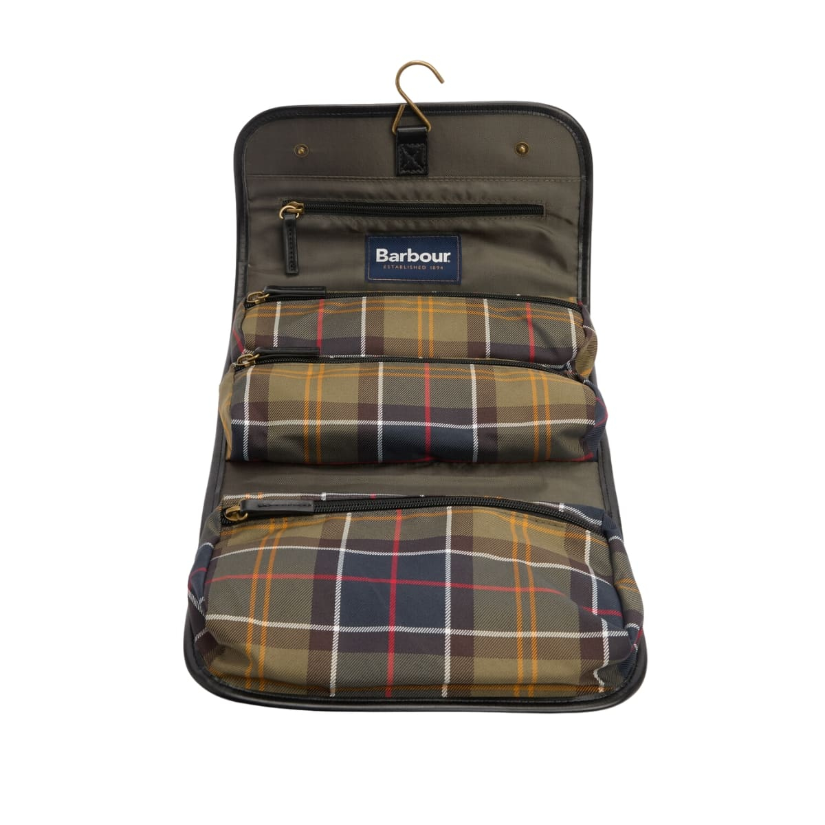 Barbour Tartan Hanging Washbag Classic/Beacon, luxury leather, stylish design, perfect for organized travel