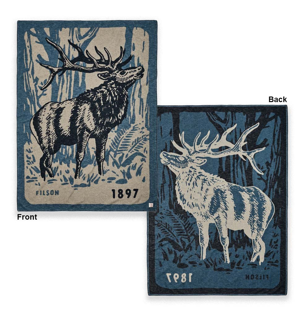 Filson Cotton Blanket Blue/Elk Woods, A lightweight cotton throw blanket for cabin or camp