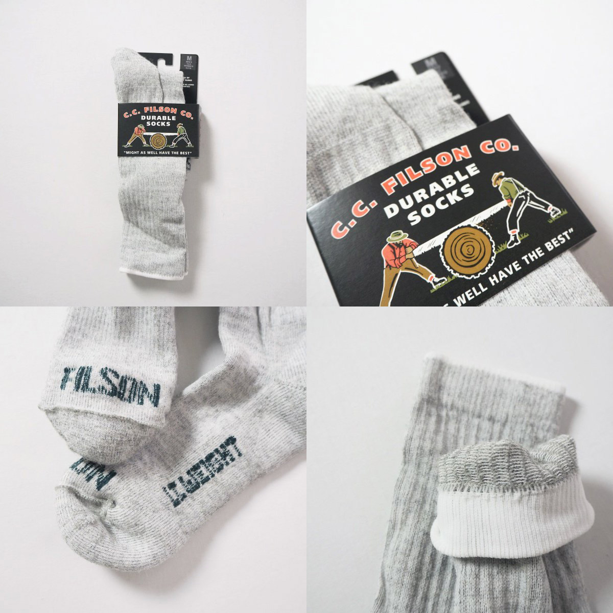 Filson Lightweight Traditional Crew Socks use merino wool with a touch of nylon and spandex