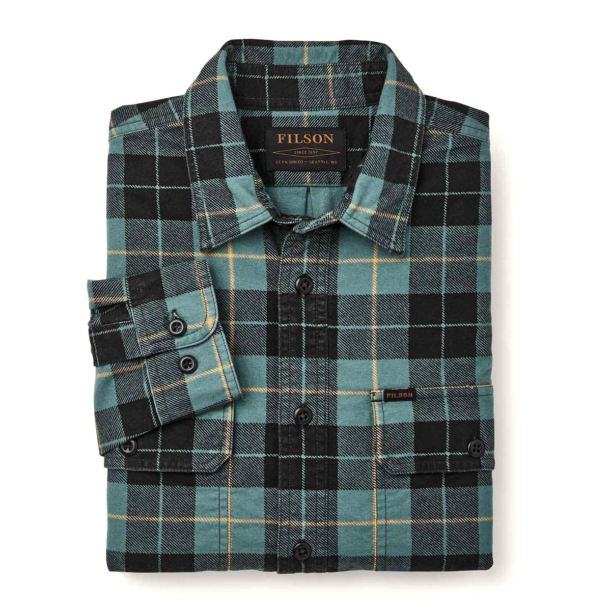 Filson Field Flannel Shirt Northcoast Green Print, comfortable and as soft as it is strong