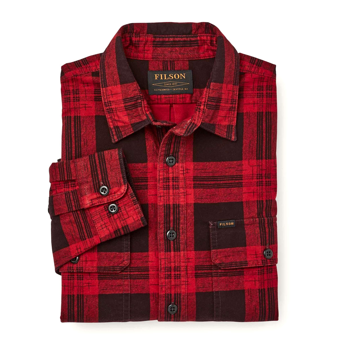 Filson Field Flannel Shirt Red Bark Plaid, comfortable and as soft as it is strong