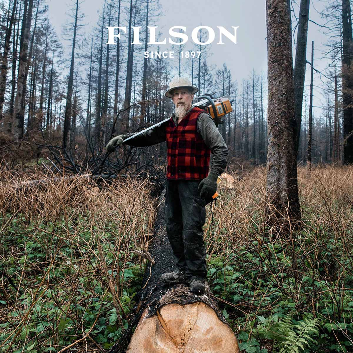 Filson Mackinaw Wool Vest Red/Black Plaid, classic wool vest made with 100% virgin Mackinaw Wool and cut roomy for easy layering
