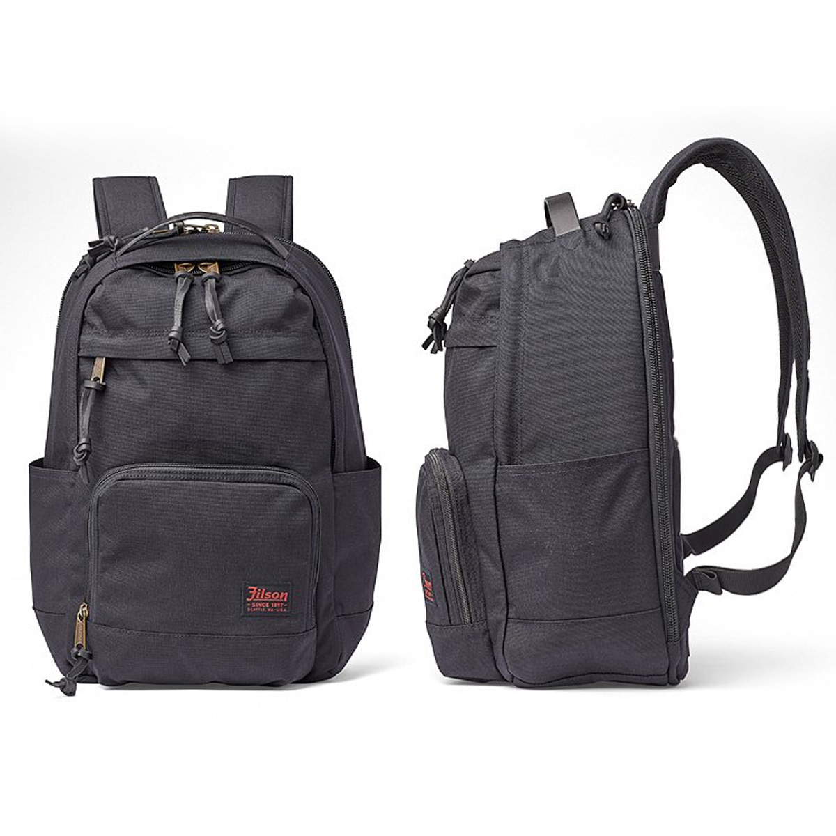 Filson Dryden Backpack Dark Navy, zippered back pocket with padded laptop compartment