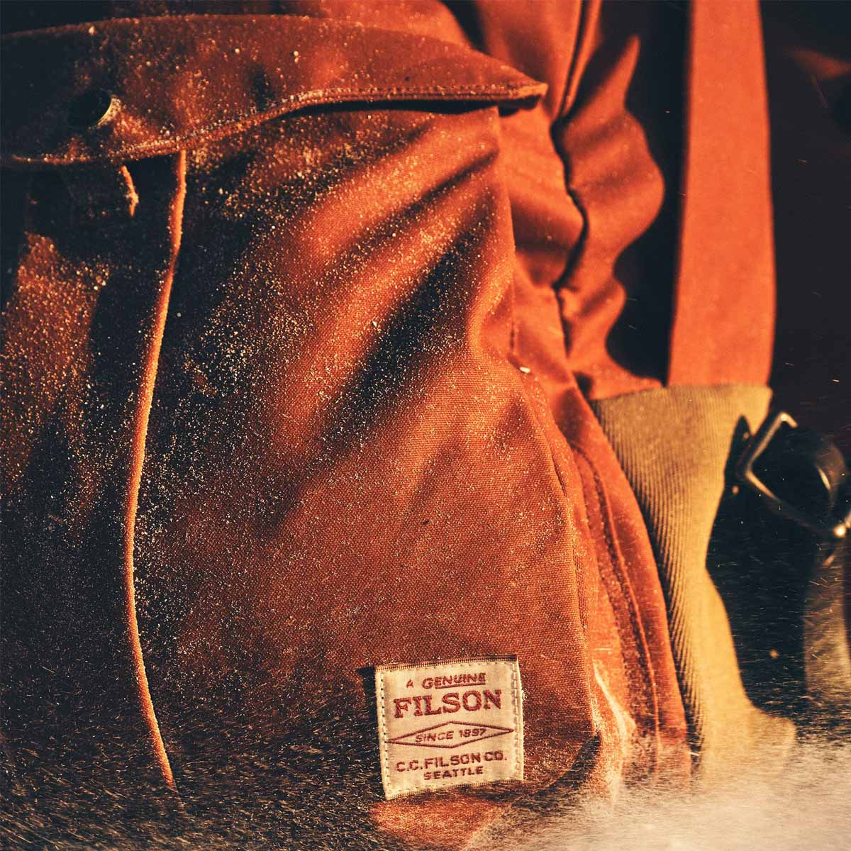 Filson Journeyman Backpack Rust, waterproof backpack that will last through decades of use, in any climate