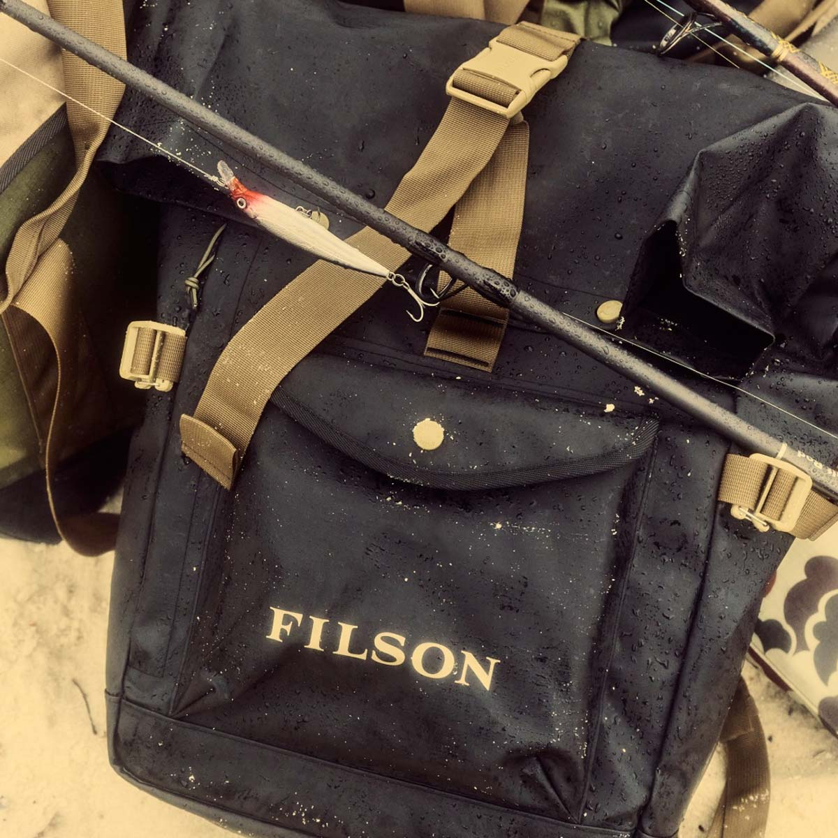 Filson Scout Backpack Black/Covert, Water-Resistant Roll-Top Backpack for Every Adventure
