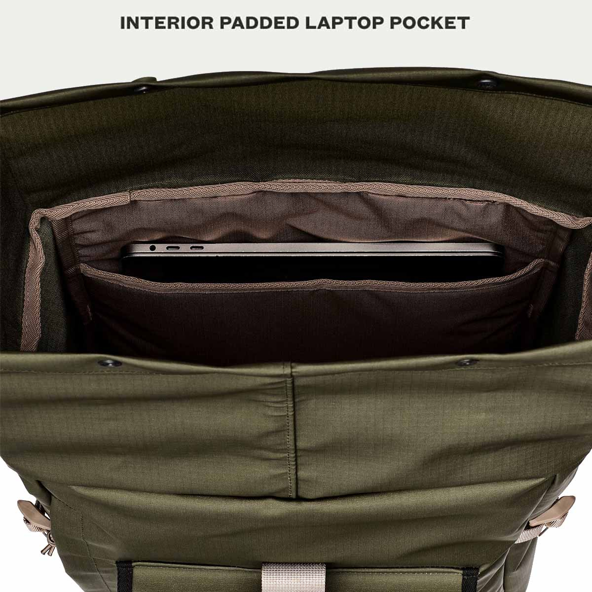 Filson Scout Backpack Olive/Black/Covert, features explaned inside