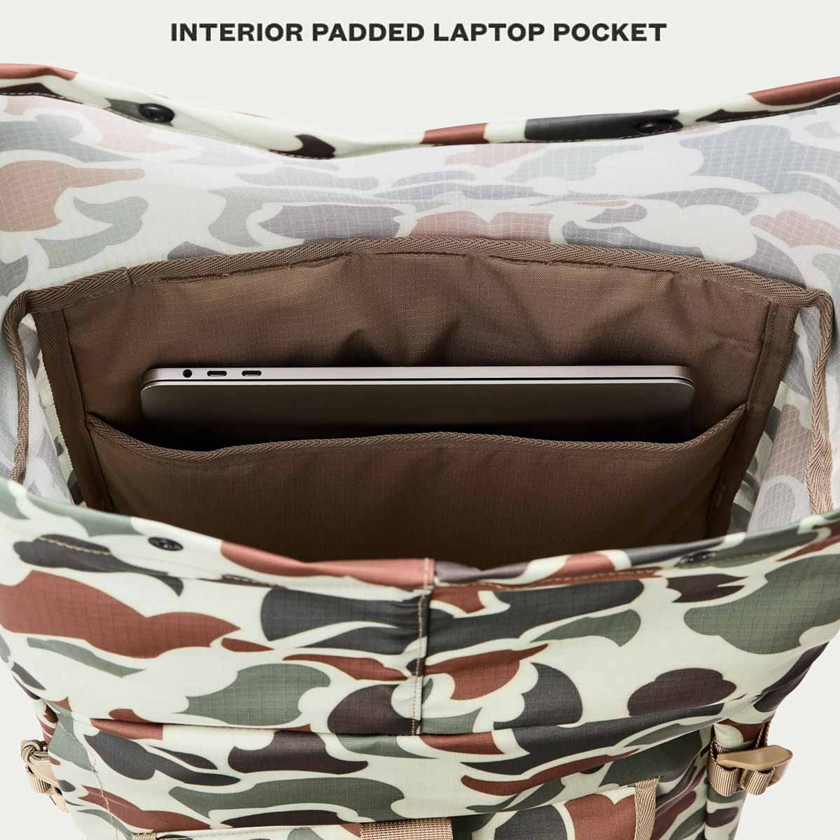 Filson Scout Backpack Shrub Camo/Canteen/Covert, features explaned inside