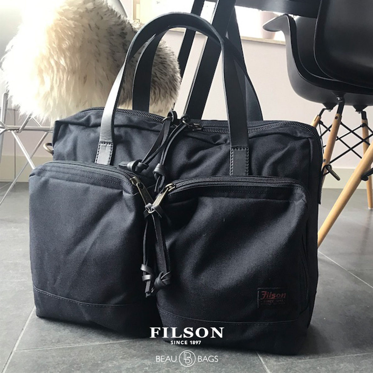 Filson Ballistic Nylon Dryden Briefcase Dark Navy, versatile briefcase that holds up to heavy use