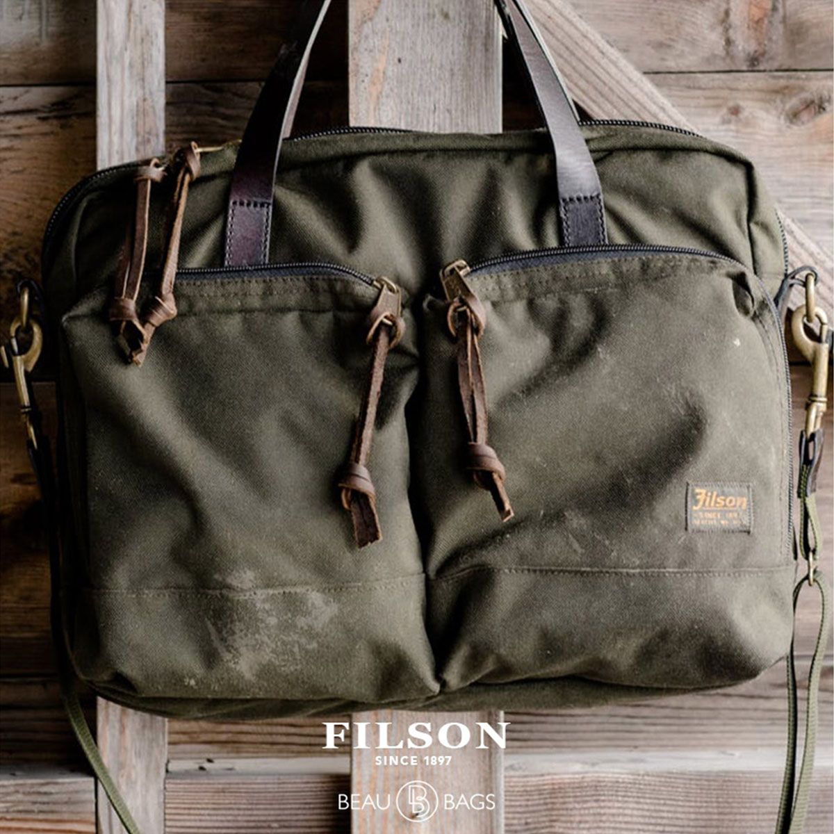 Filson Ballistic Nylon Dryden Briefcase Otter Green, versatile briefcase that holds up to heavy use