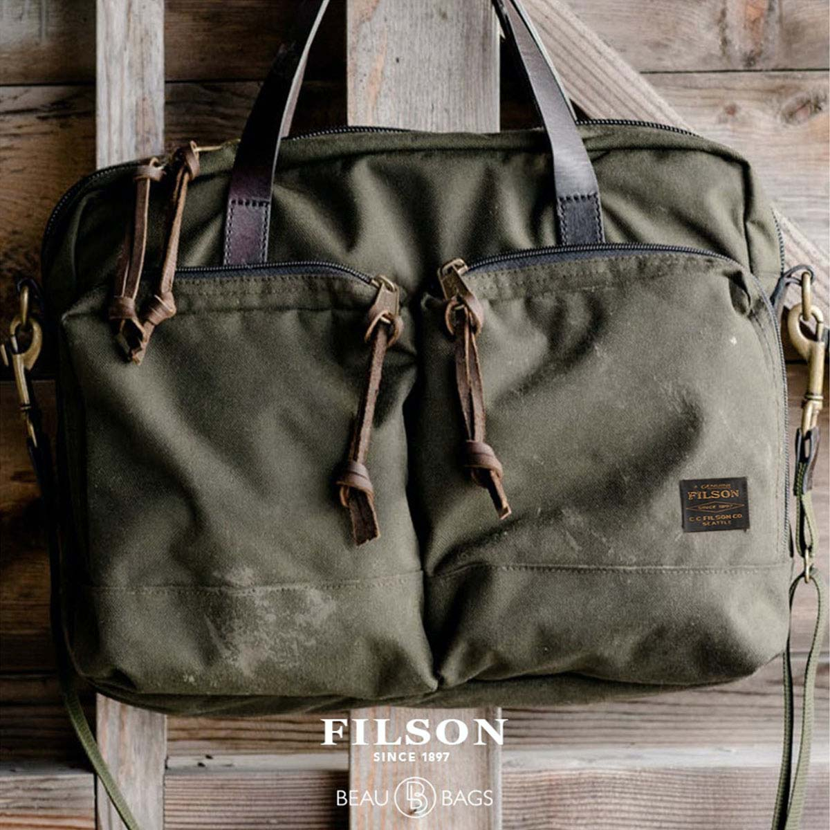 Filson Dryden Briefcase Otter Green, versatile briefcase that holds up to heavy use