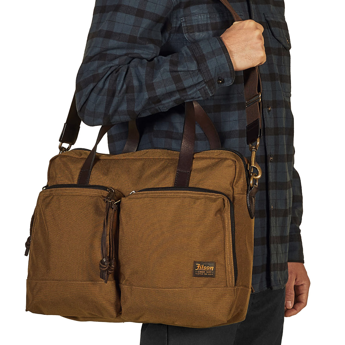 Filson Ballistic Nylon Dryden Briefcase Whiskey, versatile briefcase that holds up to heavy use