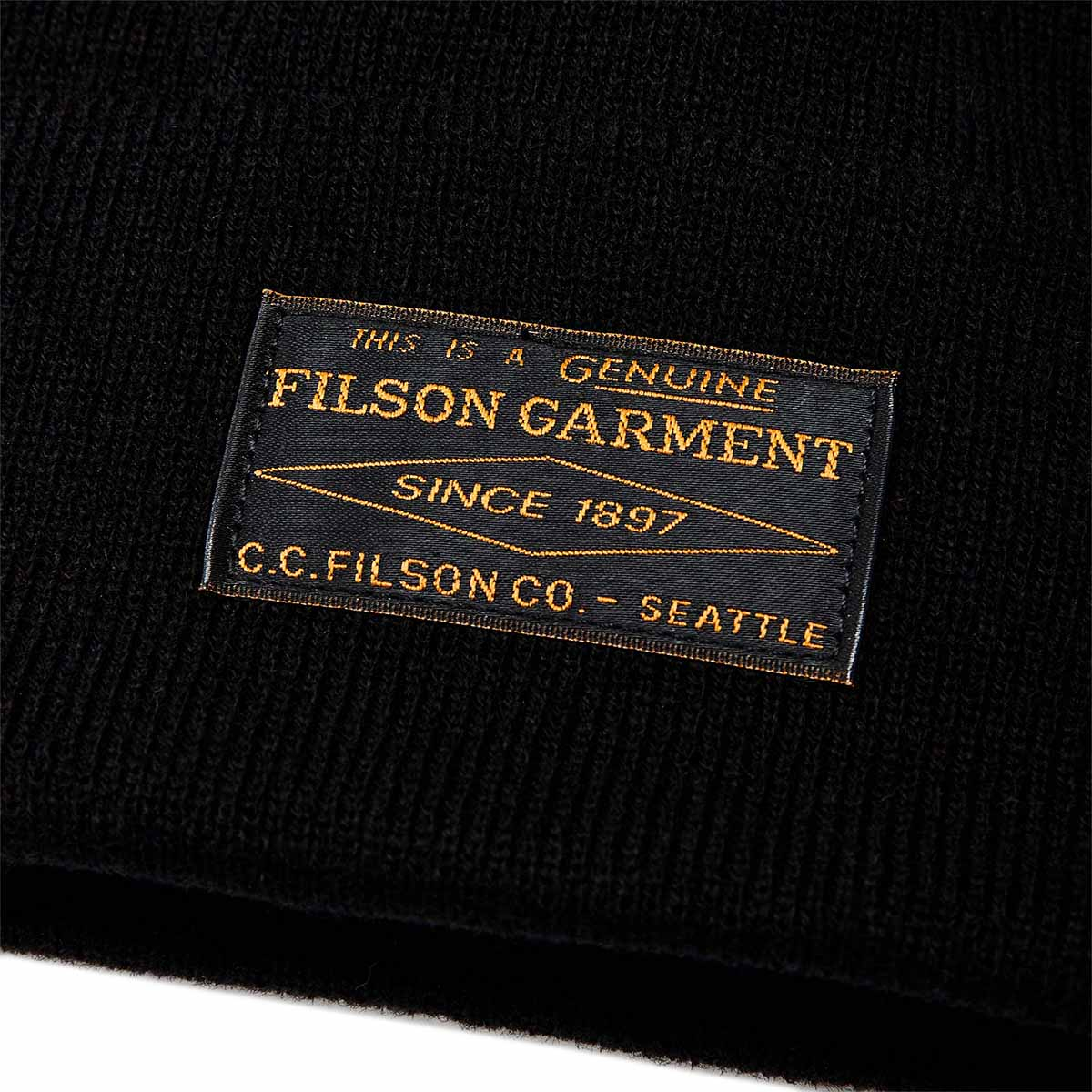 Filson Ballard Watch Cap Black logo