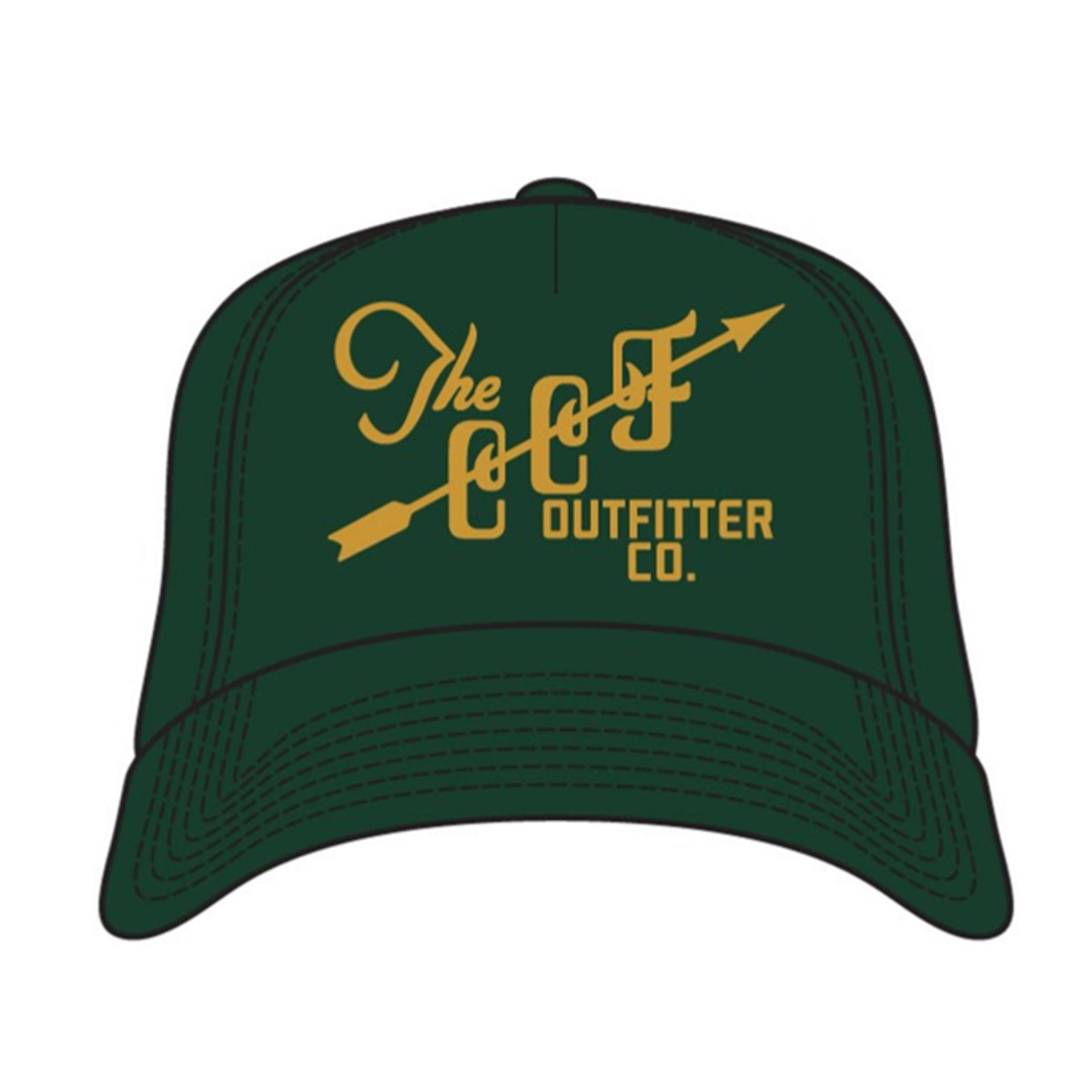 Filson Harvester Cap Spruce/Ccf Arrow, a classic five-panel design made with sturdy polyester/cotton blend for years of service