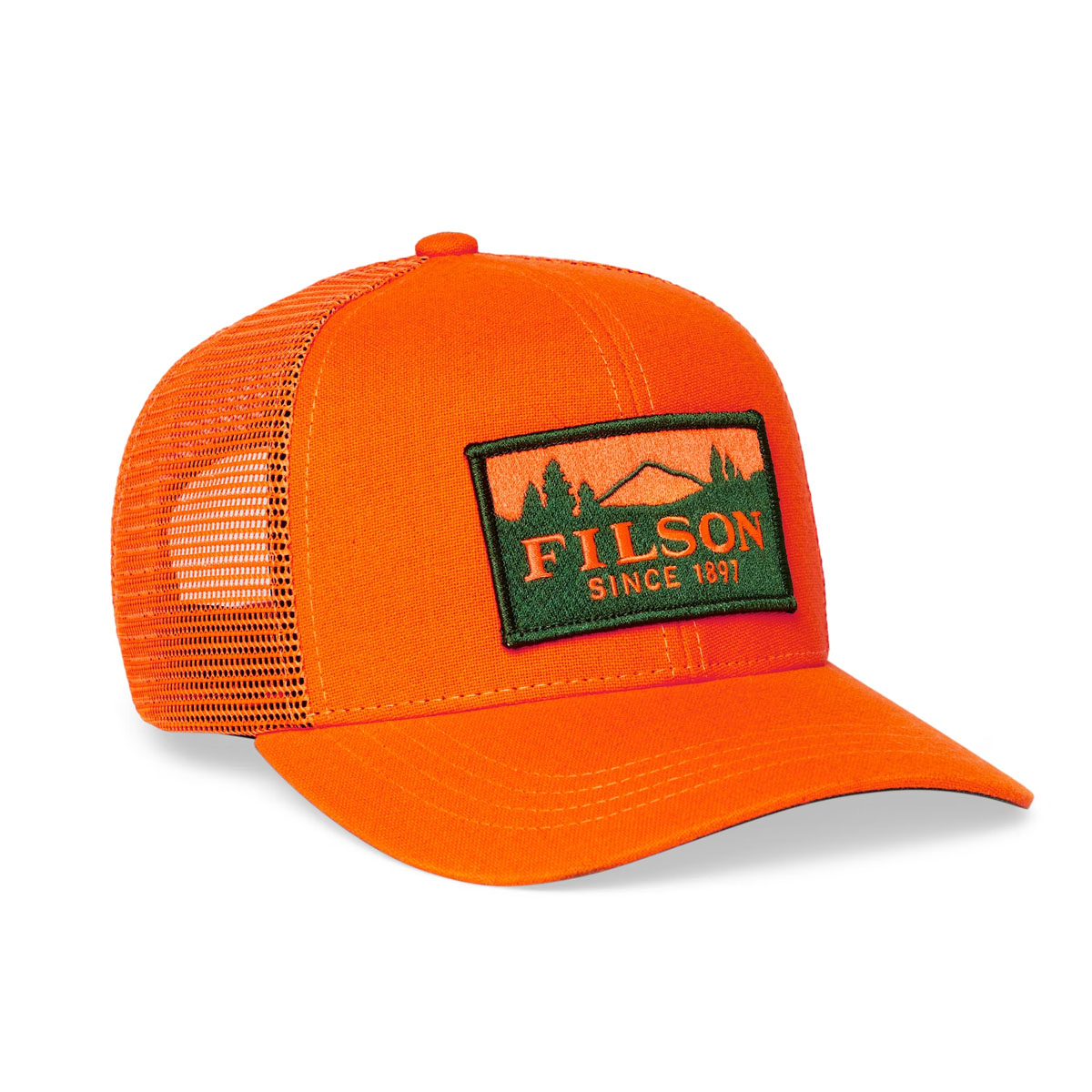 Filson Logger Mesh Cap 11030237-Blaze-Orange, durable cap made of water-repellent Ten-Mile Cloth