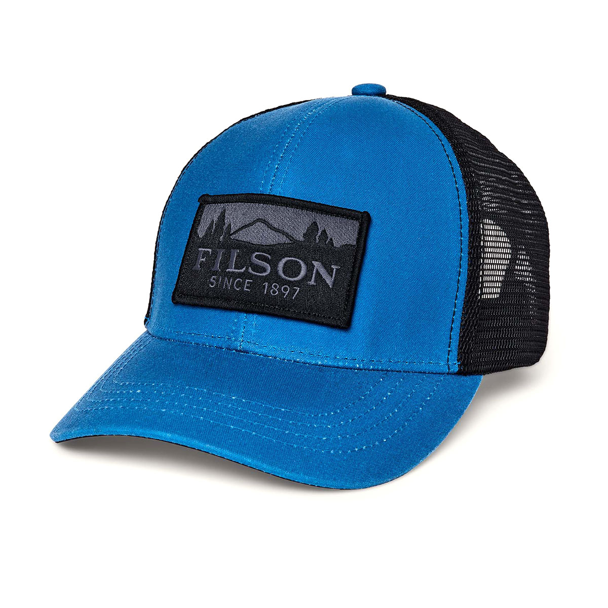 Filson Logger Mesh Cap Marlin Blue, iconic cap made of durable Tin Cloth