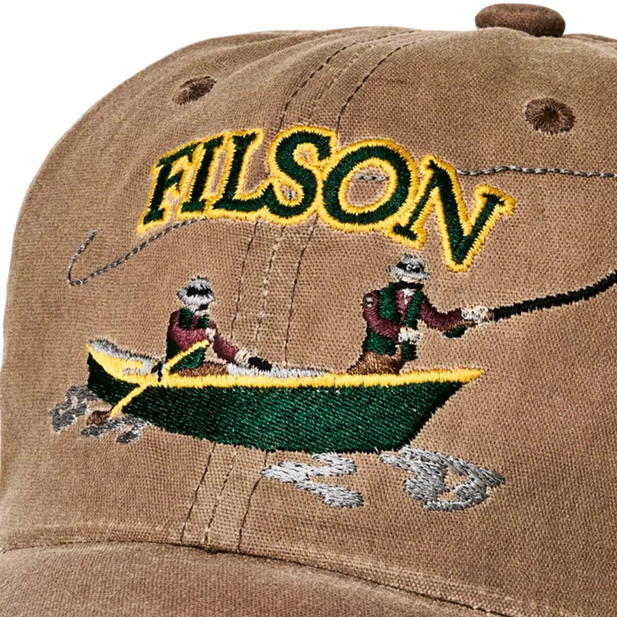 Filson Low-Profile Logger Cap Pecan/Boat, Embroidered graphics on front