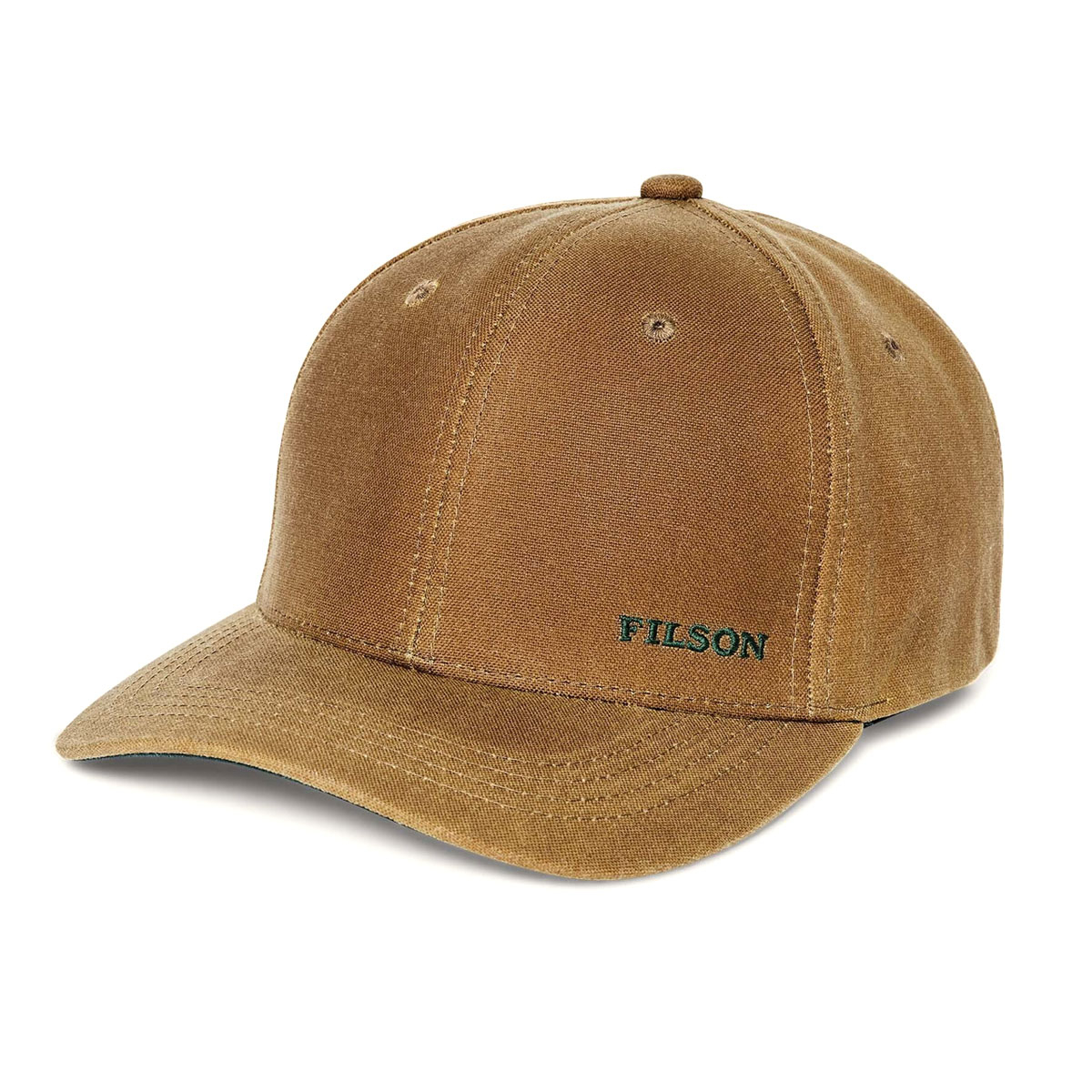 Filson Oil Tin Logger Cap Dark Tan, durable and water-resistant with the shape of a classic trucker cap