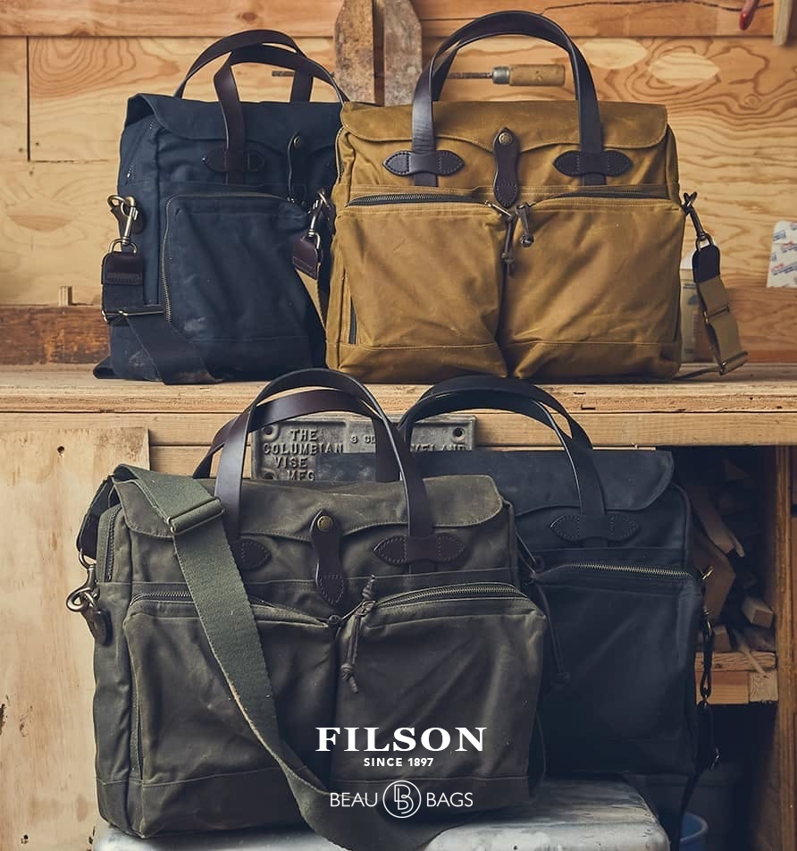 Filson 24-Hour Briefcases Tan, Otter Green and Cinder