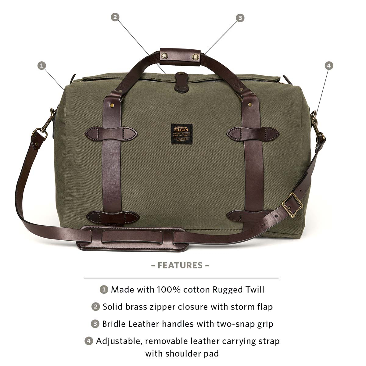 Filson Duffle Bag Medium Otter Green, perfect travel-bag