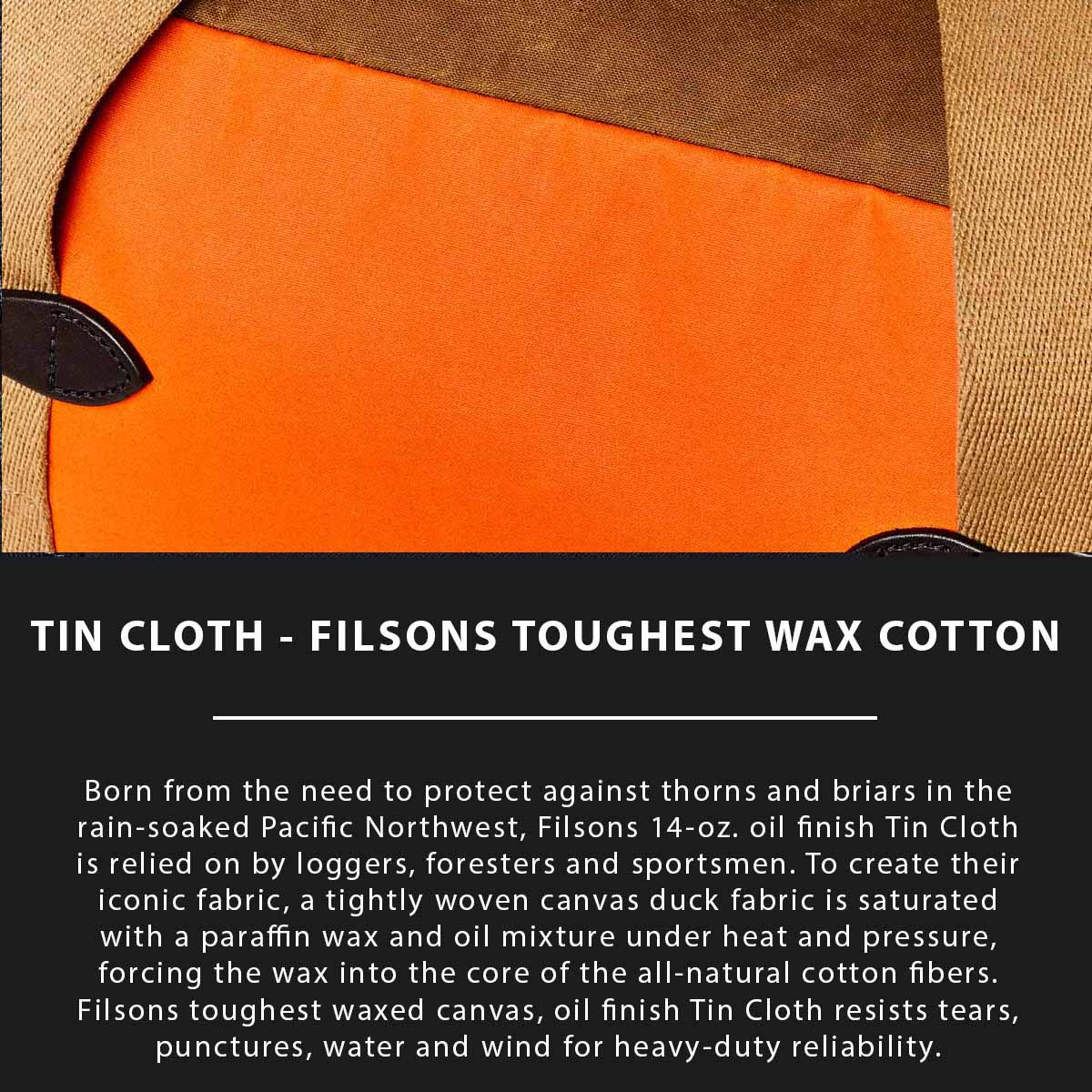 Filson Tin Cloth Medium Duffle Bag Dark Tan/Flame, Tin Cloth Explaned