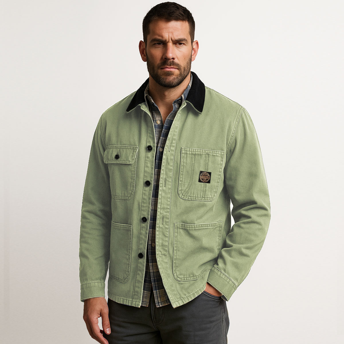 Filson Chore Coat Army Green, a rugged cotton coat, built to endure and inspired by workwear tradition
