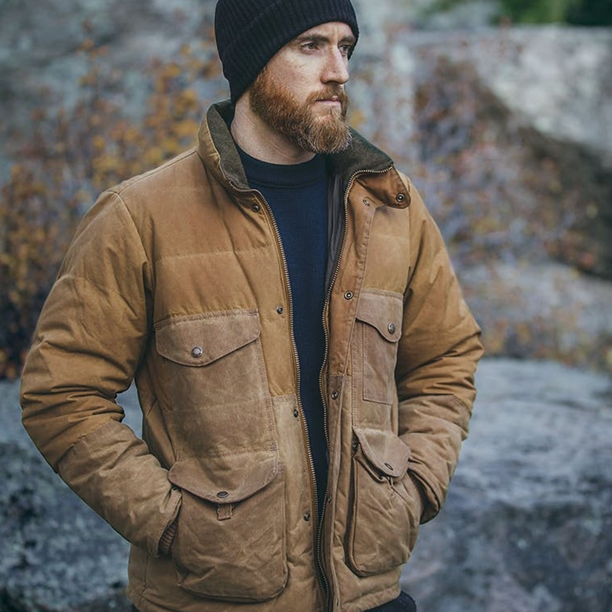 Filson Down Cruiser Jacket Dark Tan, Weather-resistant Cover Cloth Shell with responsibly-sourced down insulation