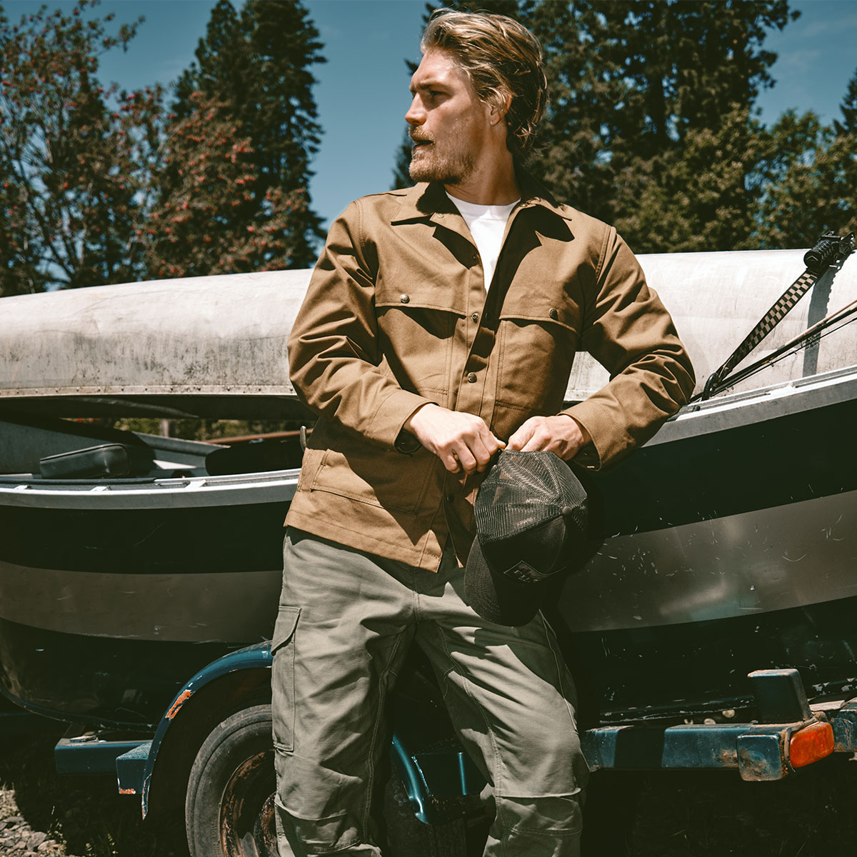 Filson Dry Tin Cloth Cruiser Gray Khaki, Historic, proven protection from wind, abrasion, and brambles