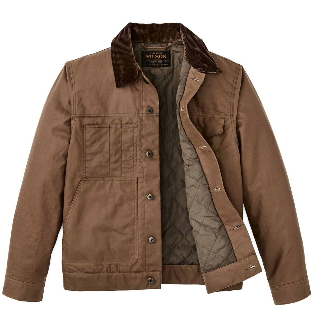 Filson Insulated Short Cruiser Dark Brown, the ideal work jacket for cold, wet weather Filson Insulated Short Cruiser Dark Brown, the ideal work jacket for cold, wet weather