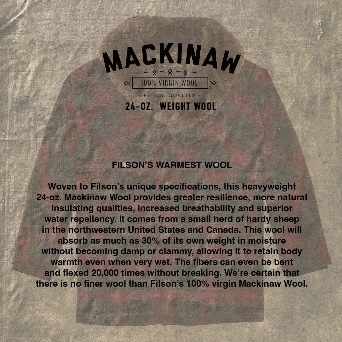 Filson Lined Mackinaw Wool Packer Coat Burgundy/Dark Olive Plaid, 24oz-Mackinaw-Wool explaned