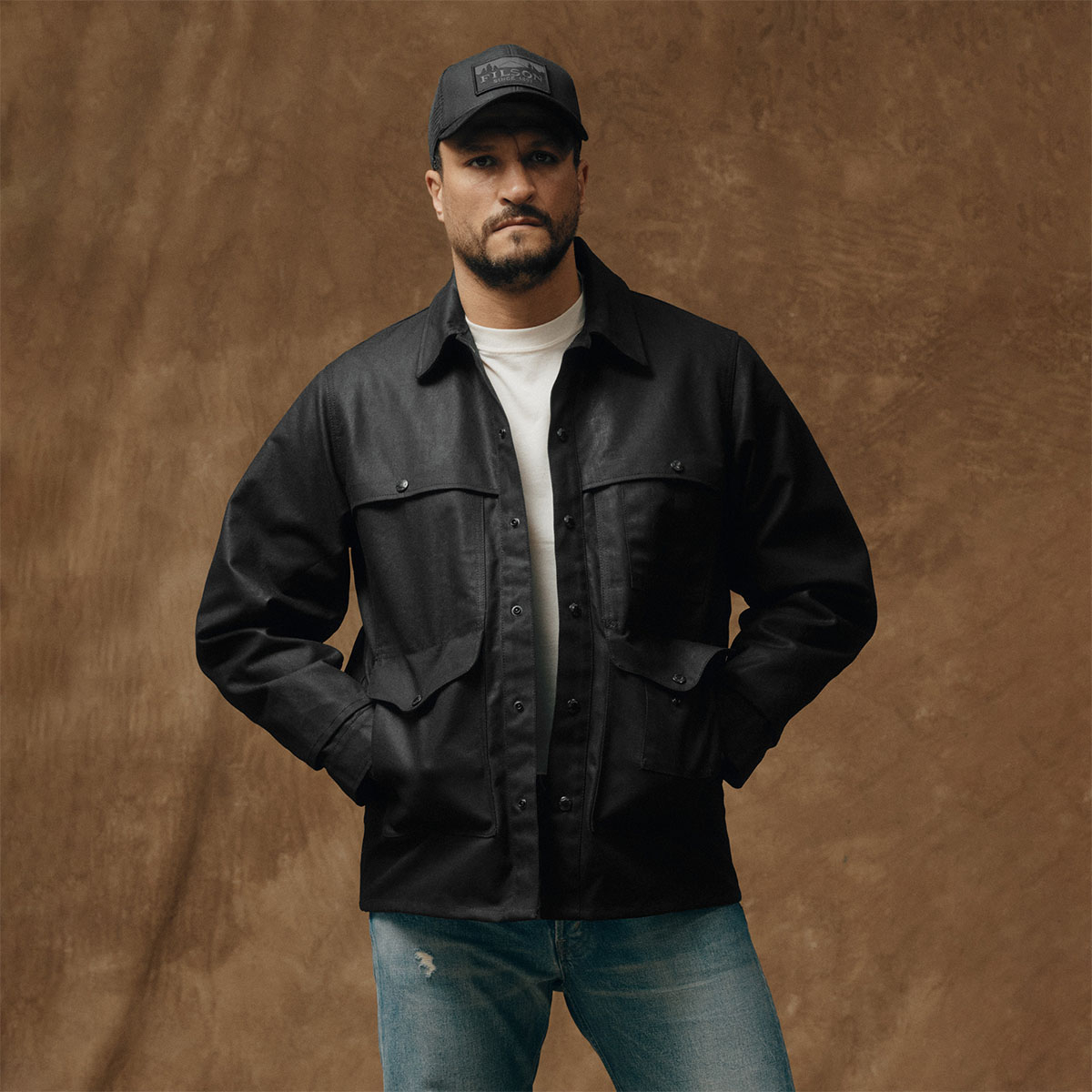 Filson Lined Tin Cloth Cruiser Jacket Black, Historic, proven protection from water and abrasion