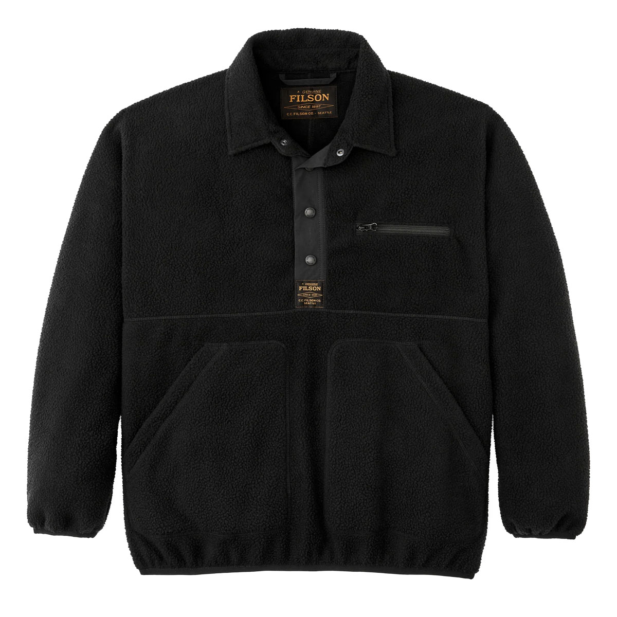 Filson Pile Fleece Pullover Black, Warm, Lightweight & Quick-Drying Outdoor Layer