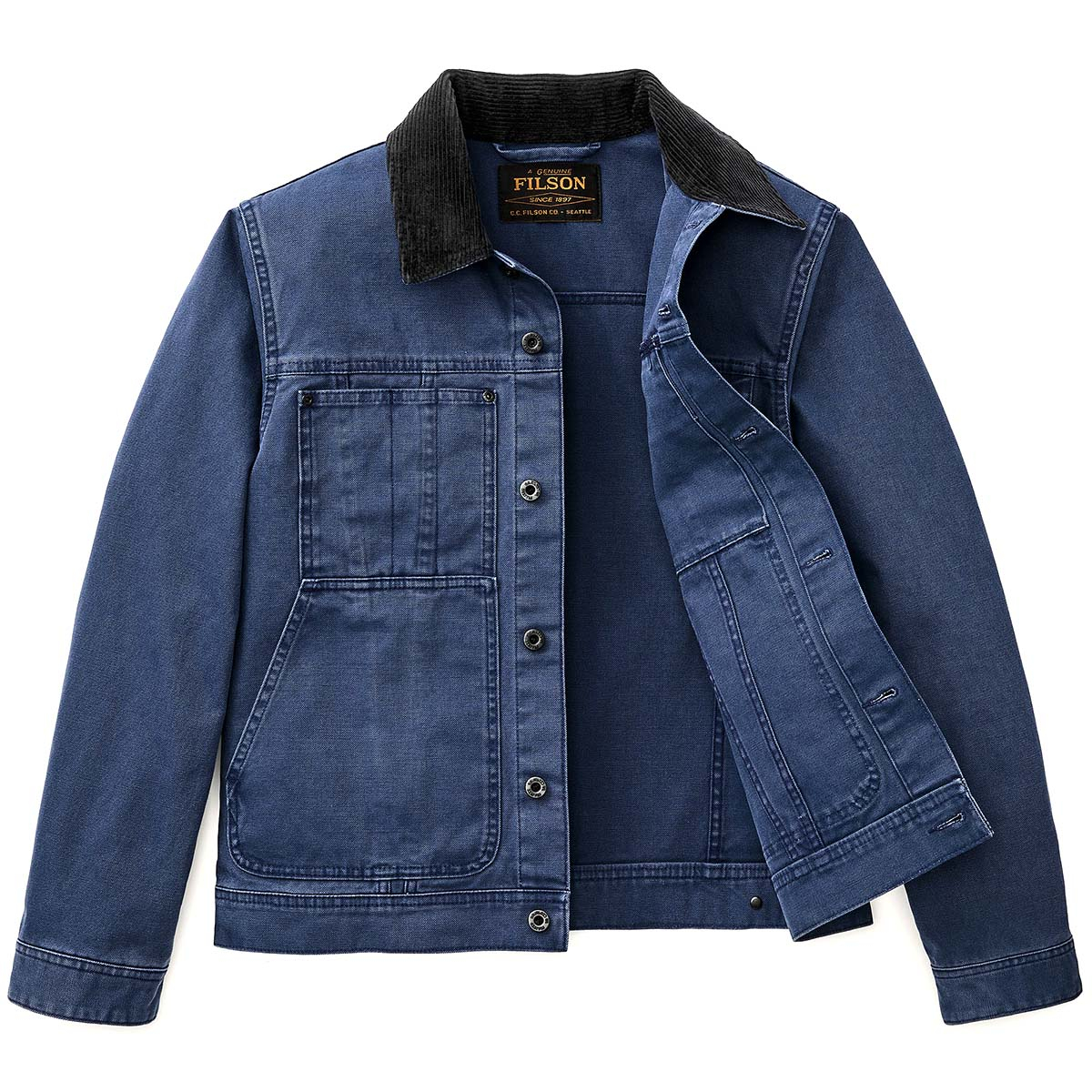 Filson Rustic Canvas Short Cruiser Jacket Indigo, Sturdy, straightforward jacket, made to last.