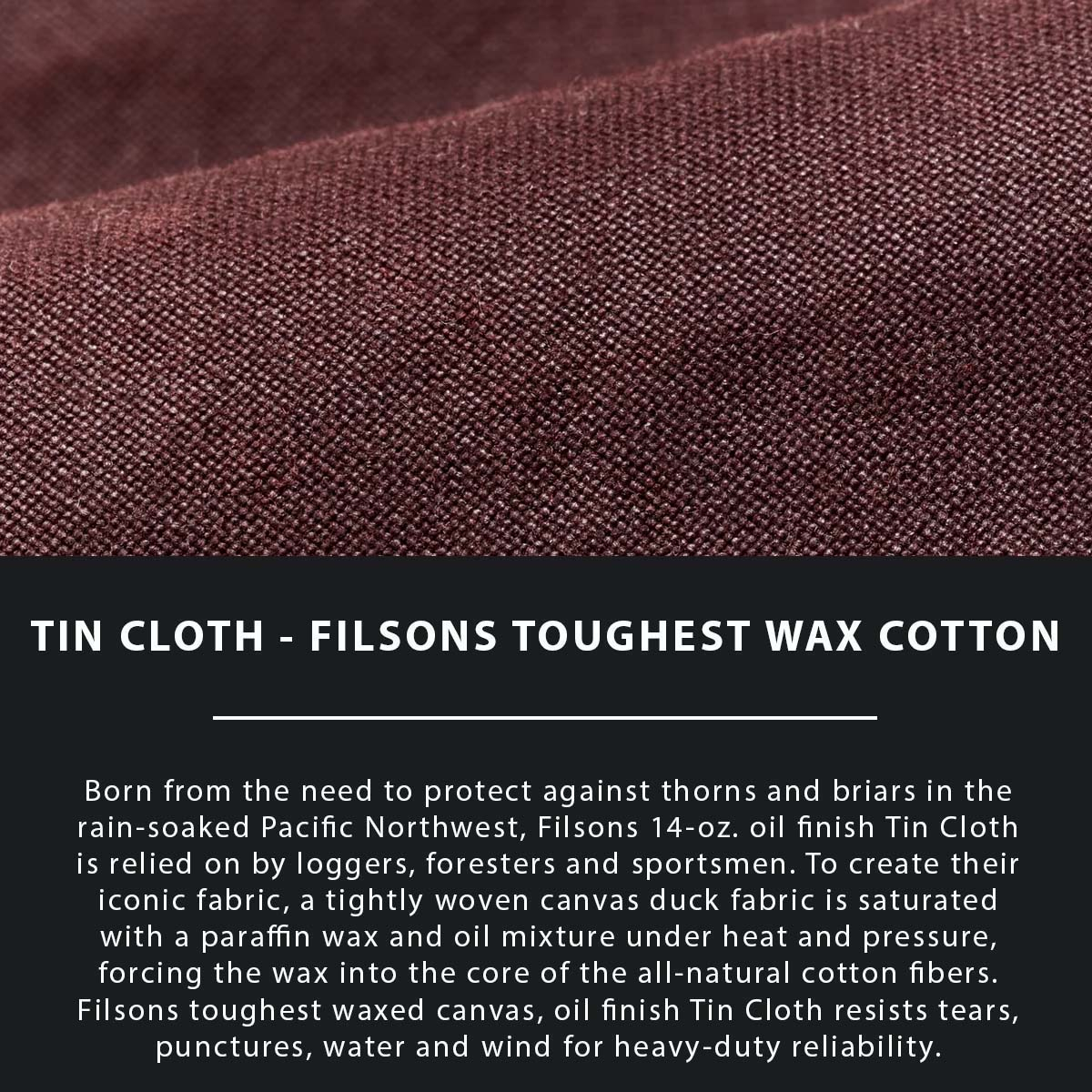 Filson Tin Cloth Short Lined Cruiser Jacket Fired Brick, made of the legendary super strong, lightweight, and oil impregnated 14-oz. Tin Cloth canvas