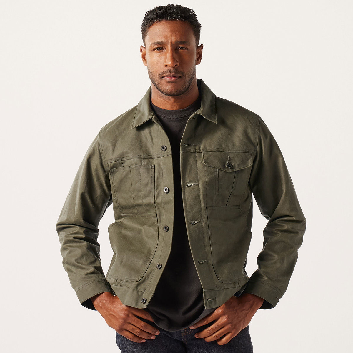 Filson Tin Cloth Short Lined Cruiser Jacket Military Green, very strong, very tough jacket
