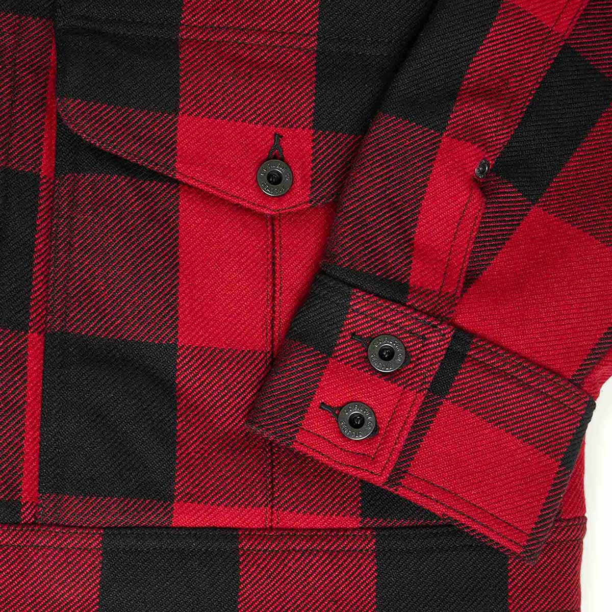 Filson Wool Journeyman Jacket Red/Black Buffalo, Adjustable cuffs with double-button detailing