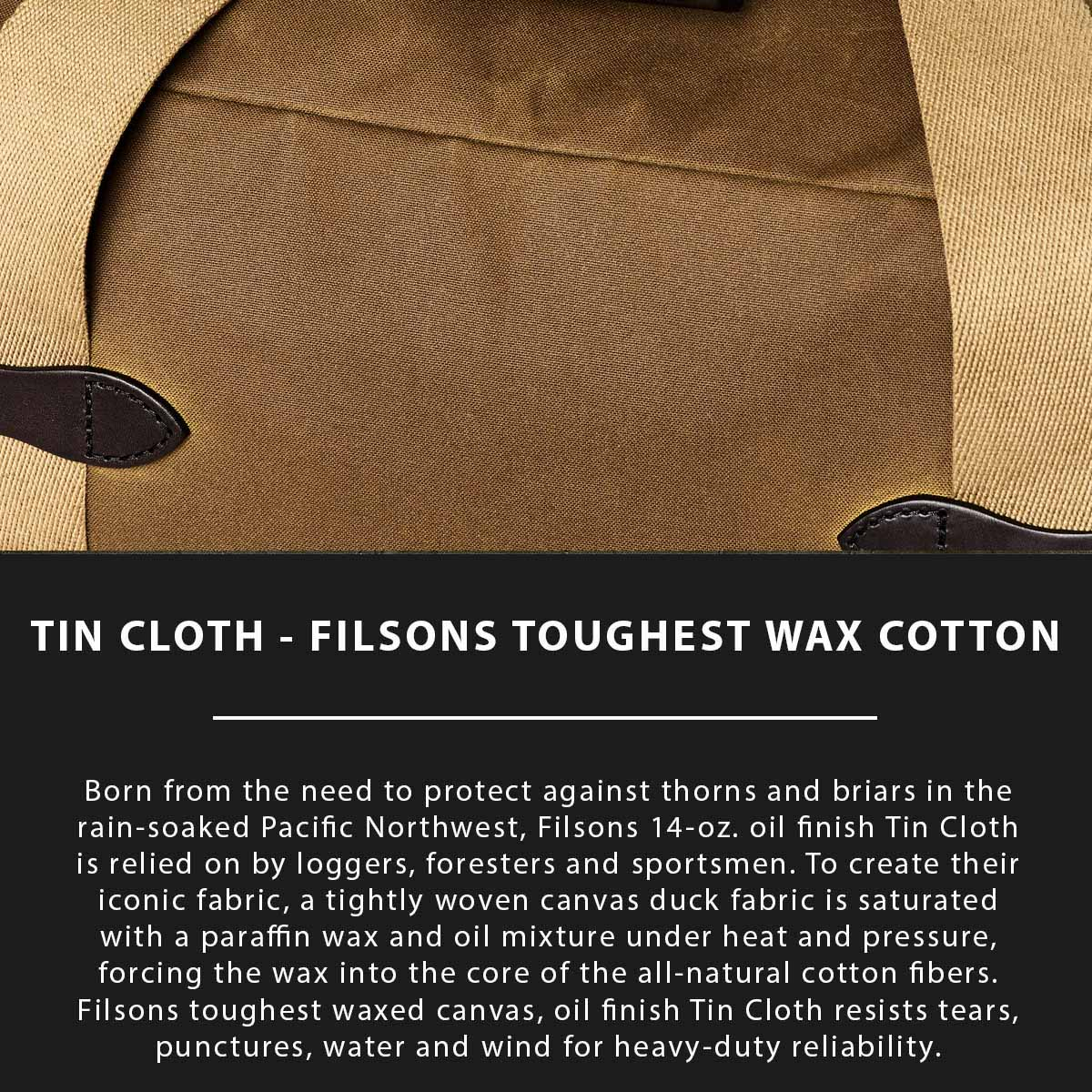 Filson Tin Cloth Medium Duffle Bag Dark Tan, Tin Cloth Explaned