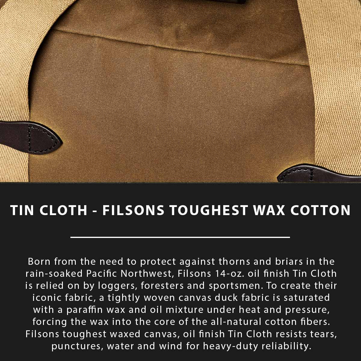 Filson Tin Cloth Small Duffle Bag Dark Tan, Tin Cloth Explaned