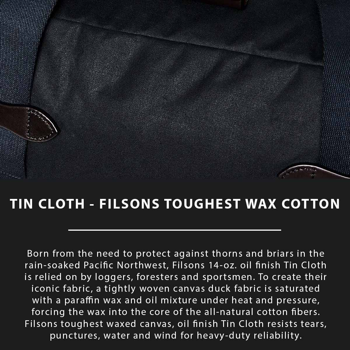 Filson Tin Cloth Small Duffle Bag Navy, Tin Cloth Explaned