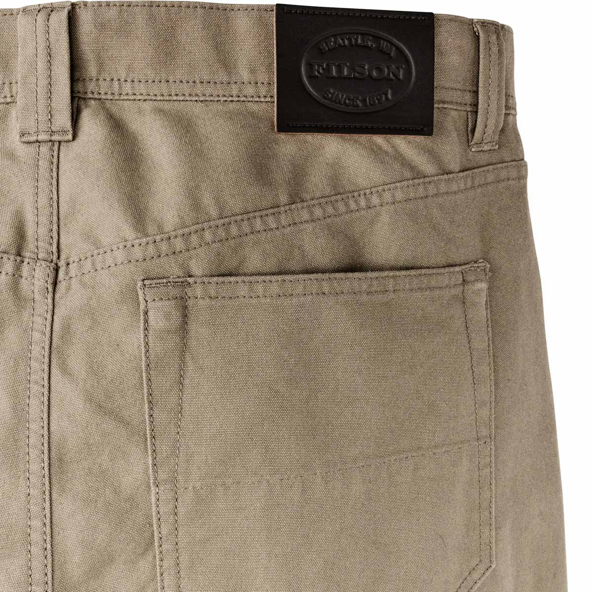 Filson Dry Tin 5 Pocket Pants Gray Khaki, Durable work pants designed to outlast the toughest jobs.