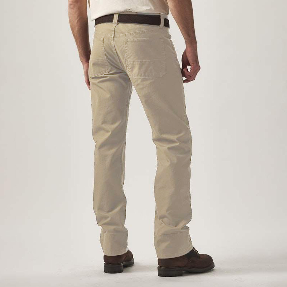 Filson Dry Tin 5 Pocket Pants Gray Khaki, Relaxed fit through the seat and thighs with straight legs. Cut slightly larger than other Filson pants to ensure ease of movement