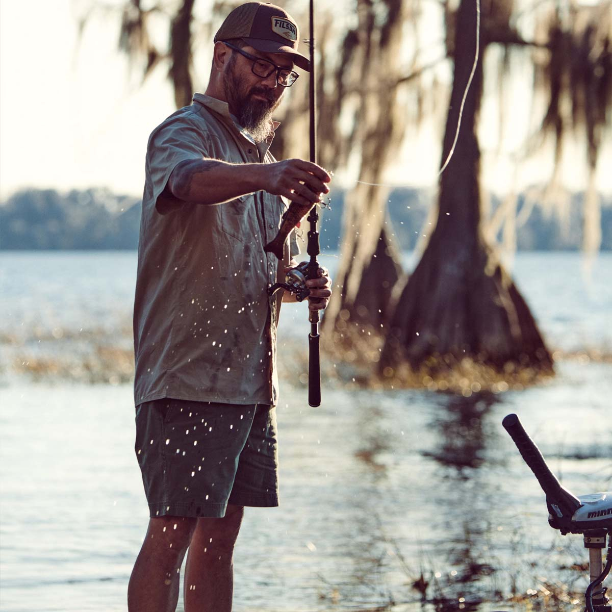 Filson Oakville Canvas Shorts Gravel, summer fishing