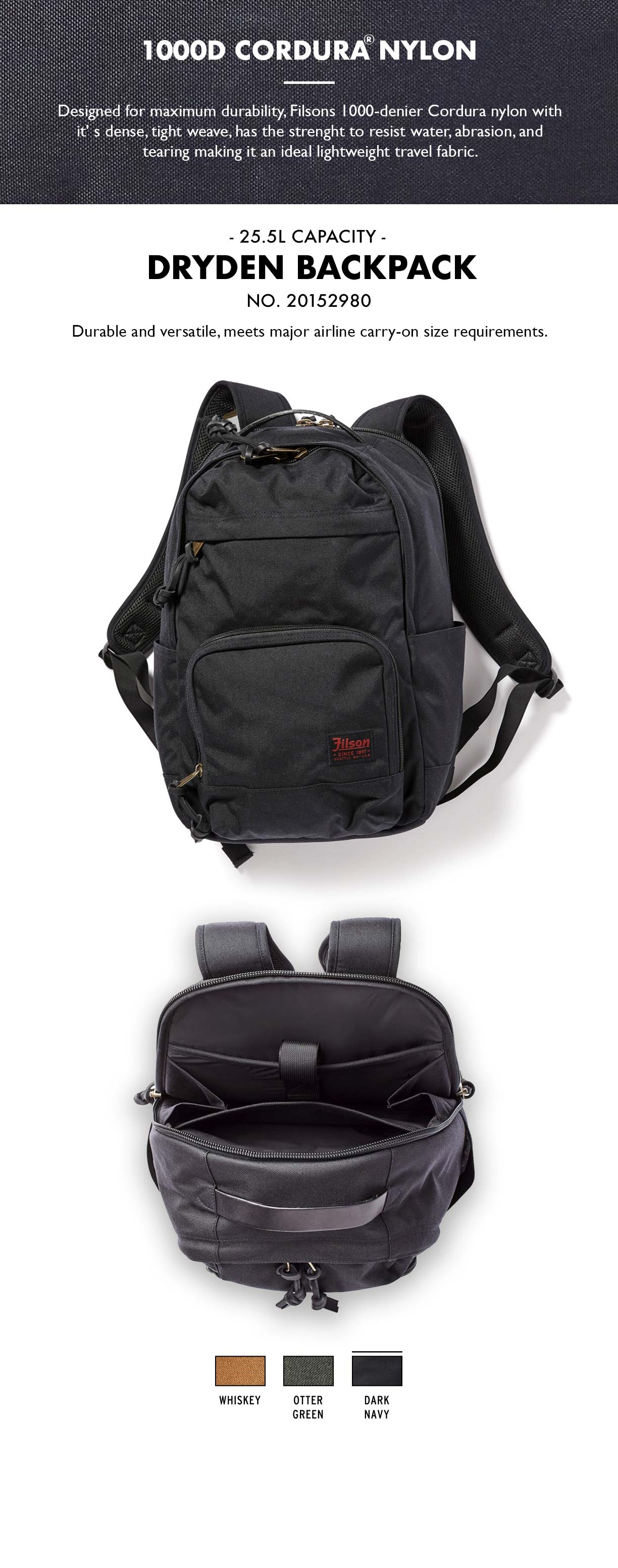 Filson Dryden Backpack Dark Navy Product-information