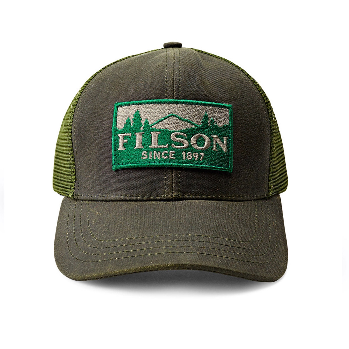 Filson Logger Mesh Cap 11030237-Otter Green, iconic cap made of durable Tin Cloth