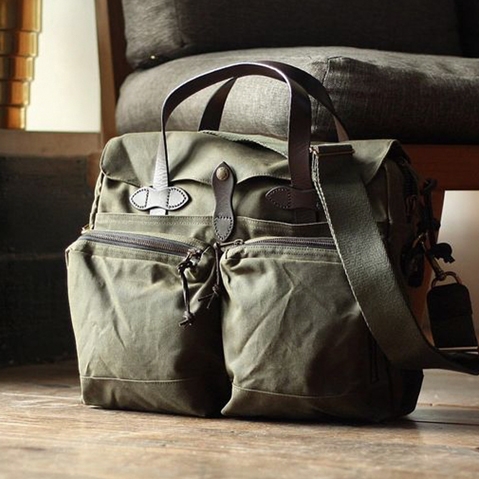 Filson 24-Hour Tin Cloth Briefcase Otter Green, Designed for a long weekend, guaranteed for life