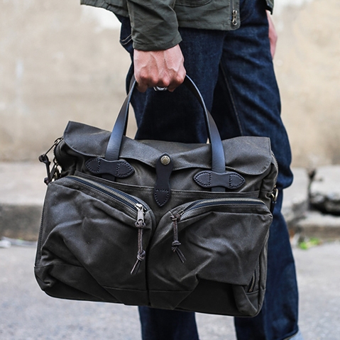 Filson 24-Hour Tin Cloth Briefcase Otter Green, perfect bag for a weekend away or a small business-trip